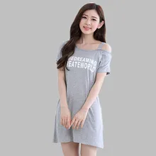 New 2016 Nightgown Female Sleepwear Dress Summer Casual Tracksuits Ladies Nightdress Sleepshirt Dressing Gowns For Women S-2XL