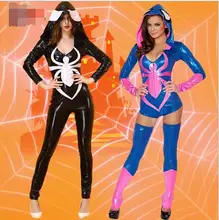 free shipping Spider Women Costume Zentai Suit Sexy Costumes Women Halloween 2016 Girl Hoodie Venom Spiderman Jumpsuit