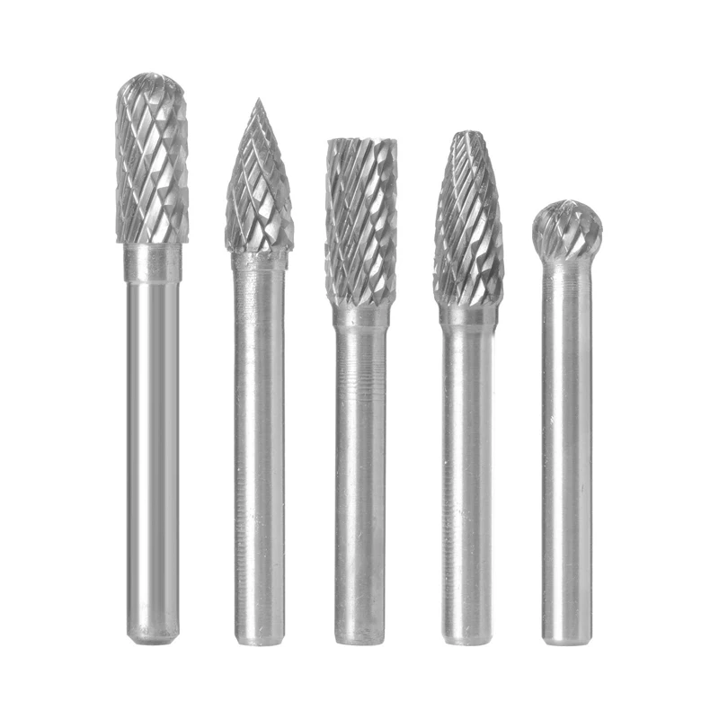 

5pcs 6X8MM Head Tungsten Carbide Burrs for Rotary Drill Die Grinder Carving Bit Set