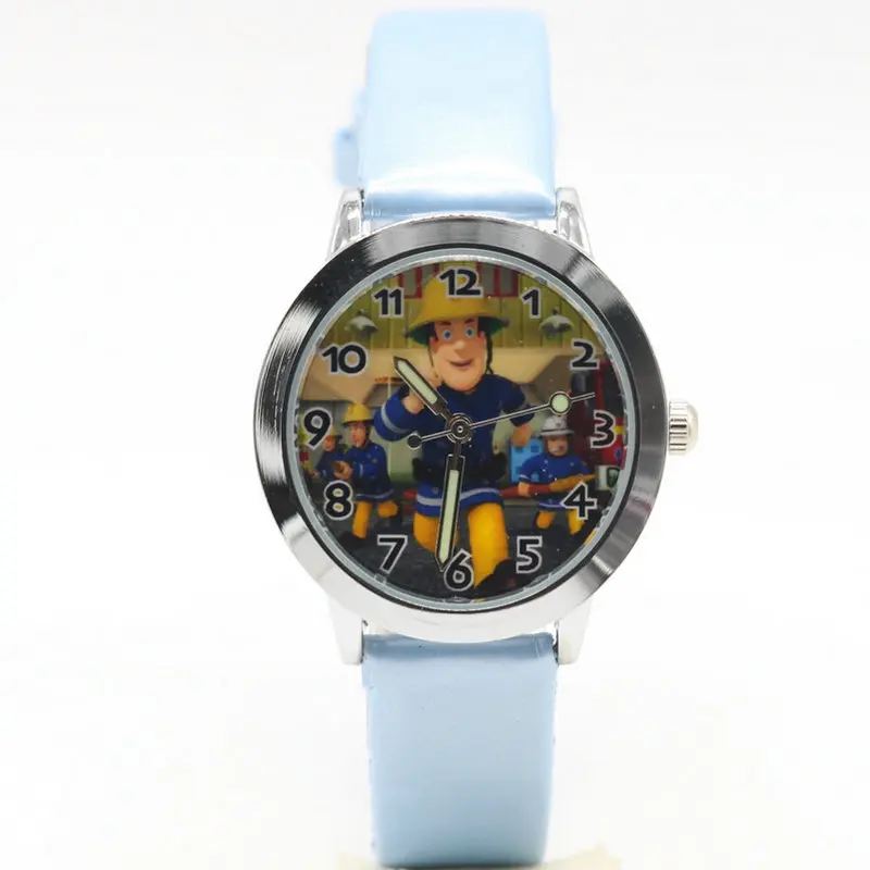 Новые модные Пожарный Сэм Часы Для детей Обувь для мальчиков подарок часы Повседневное кварцевые наручные часы Relogio Relojes - Цвет: Небесно-голубой