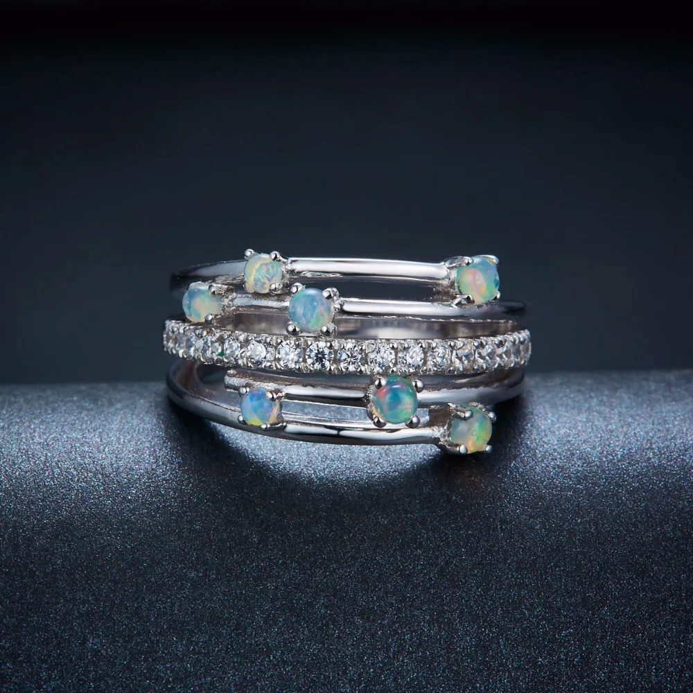 Natural Opal 925 Silver Ring for Women Real Gemstone Sterling Silver Women's Ring Classic Design Exquisite Style Anniversary