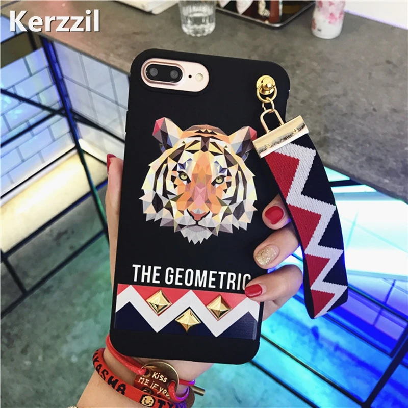 Kerzzil Милая кисточка Тигр кролик волк силиконовый чехол для iPhone 7 6 S Plus животные