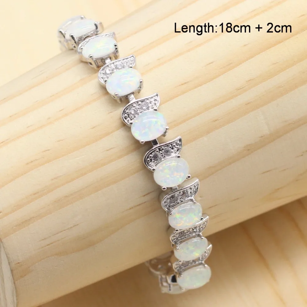Koop Ronde Vrouwen 925 Sliver Sieraden Sets White Opal Ketting Hanger Oorbellen Trouwringen Opal Armband Sets voor Dance Party