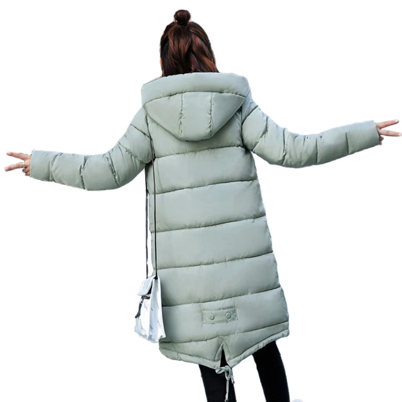 2019 Winter Cotton jacket Women Parkas Thicken Warm Hooded Top Plus size Fashion Students Cotton-padded jacket Long Coats Female