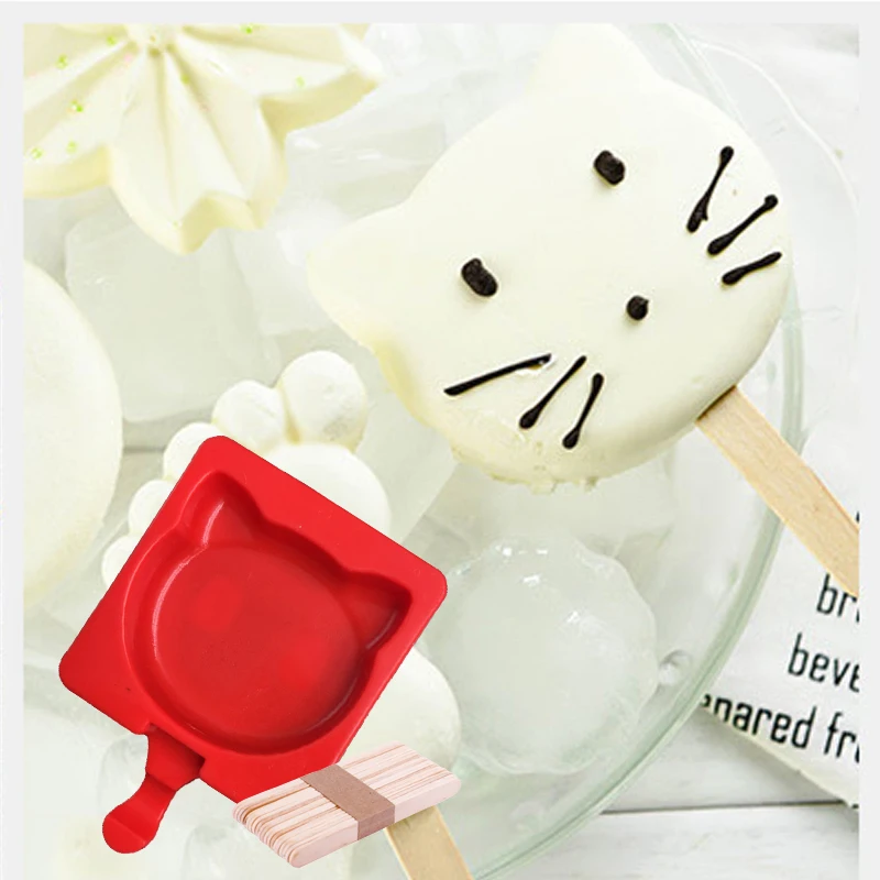 Cat Face DIY Silicone Ice Cream Mold Popsicle Molds Popsicle Maker