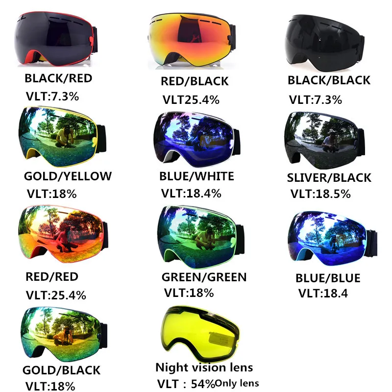 Esquí, Snowboard, gafas, Nieve doble capas Anti-niebla lente fotocrmica grande esférico máscara Gafas De esquí Gafas De Esqui