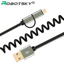 2 в 1 Весна type C Micro USB QC3.0/2,0 кабель передачи данных для быстрой зарядки USB-C пружинный Кабель зарядного устройства для XiaoMi huawei samsung Oneplus