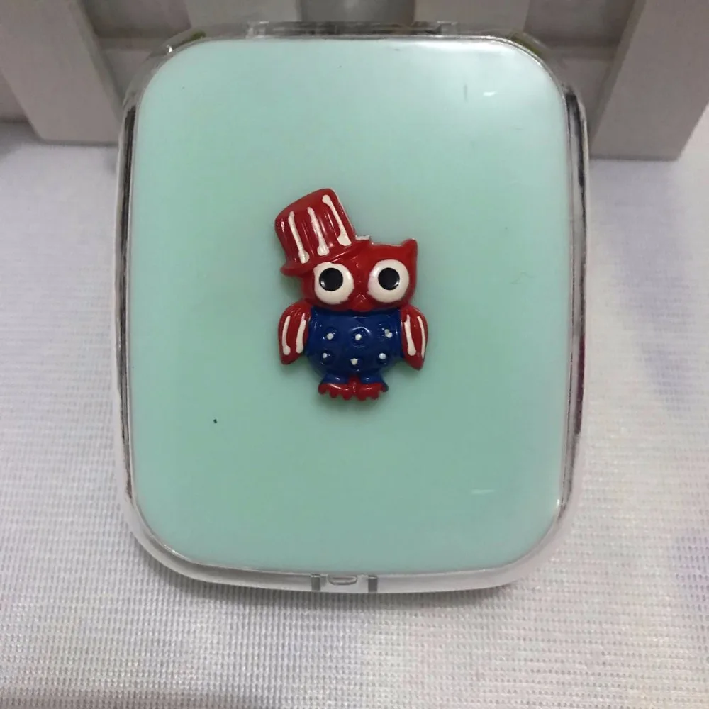 LIUSVENTINA портативный DIY Смола милый маленький Американский Сова контактные линзы чехол с зеркалом для цветных линз подарок для девочек