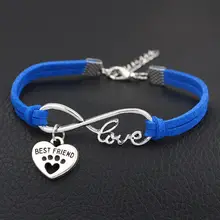 Разноцветные бархатные веревочные браслеты лучшие друзья шармы собачья лапа Серебряные Подвески Сердце браслет бесконечная любовь новые ювелирные изделия унисекс