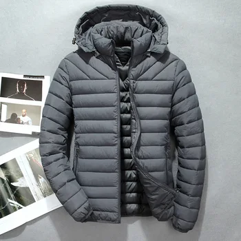 

Solid Hooded Men's Winter Jackets Casual Parkas Men Coats Thick Thermal Shiny Coats Slim Fit Men's Clothing