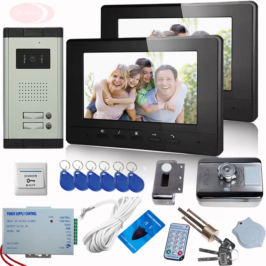 Video Cameras For Video Doorphone 7Inch Color Call For Home Doorbell With Rfid Unlock Electronic Lock Video Intercom 2 Monitors Video Cameras For Video Doorphone 7Inch Color Call For Home Doorbell With Rfid Unlock Electronic Lock Video Intercom 2 Monitors