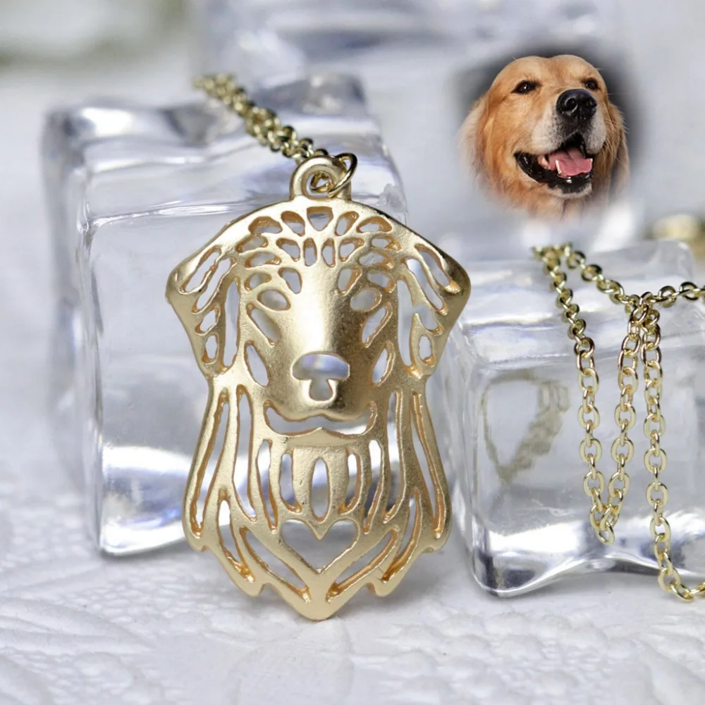 Golden Retriever Necklace Charm Dog Necklaces Animal Shape Gold Silver