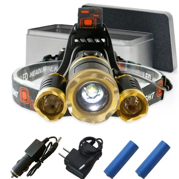 

yellow light White light 3 xml t6 head light head torch led headlight rechargeable headlamp flashlight 18650 head lamp