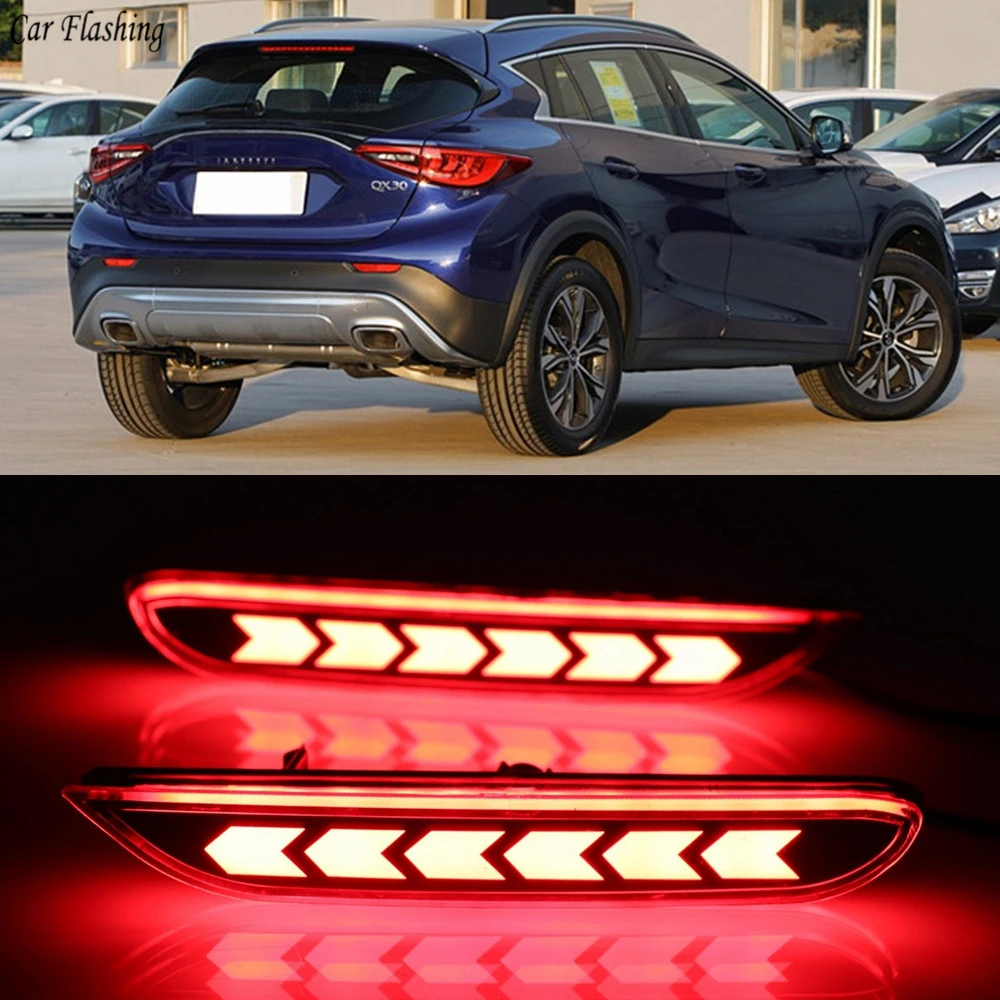 

2pcs Multi-function LED Reflector Lamp Rear Fog Lamp Rear Bumper Light Brake Light For Infiniti Q30 Q50L Q60 Q70 QX30 QX80 JX QX