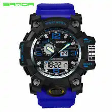 SANDA военные мужские часы модный стиль водонепроницаемые спортивные часы мужские светодиодный цифровые часы походные часы для дайвинга Relogio Masculin