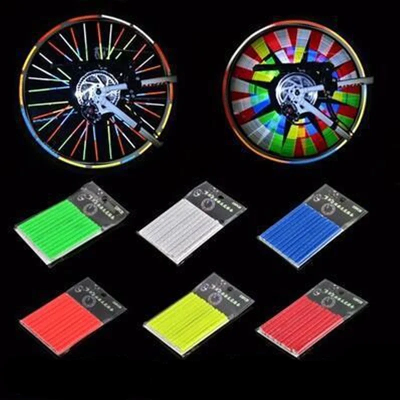 Perfect 12Pcs Bicycle Light Wheel Rim Spoke Clip Tube Safety Warning Light Cycling Strip Reflective Reflector Bike Bicycle Accessories 0