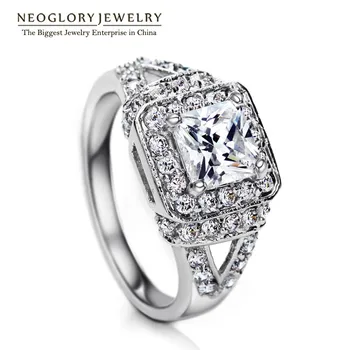 

Neoglory Square Cubic Zirconia Engagement Wedding Ring for Women White Classical Fashion Jewelry For Party 2020 New Hot Gift
