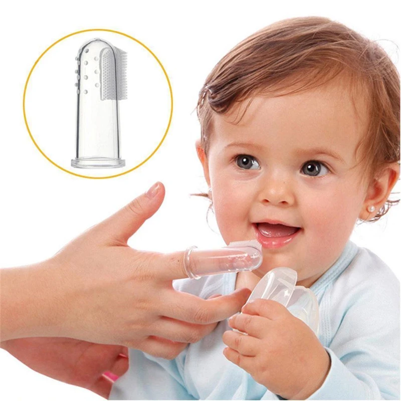 Toothbrush 1pc kids baby infant soft silicone finger toothbrush teeth rubber massager brush baby infant soft silicone finger