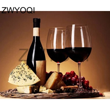 

5DDIY Diamond painting wine Full Square Diamond embroidery Cross stitch wine cheese butter Cherry Full Round Diamond mosaic wine