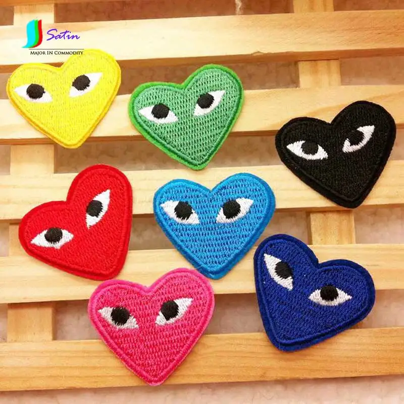

20PCS "Heart" Shaped Eye Embroidered Patch Iron On Motif Applique Garment Embroidery Patches DIY Accessory S0452H