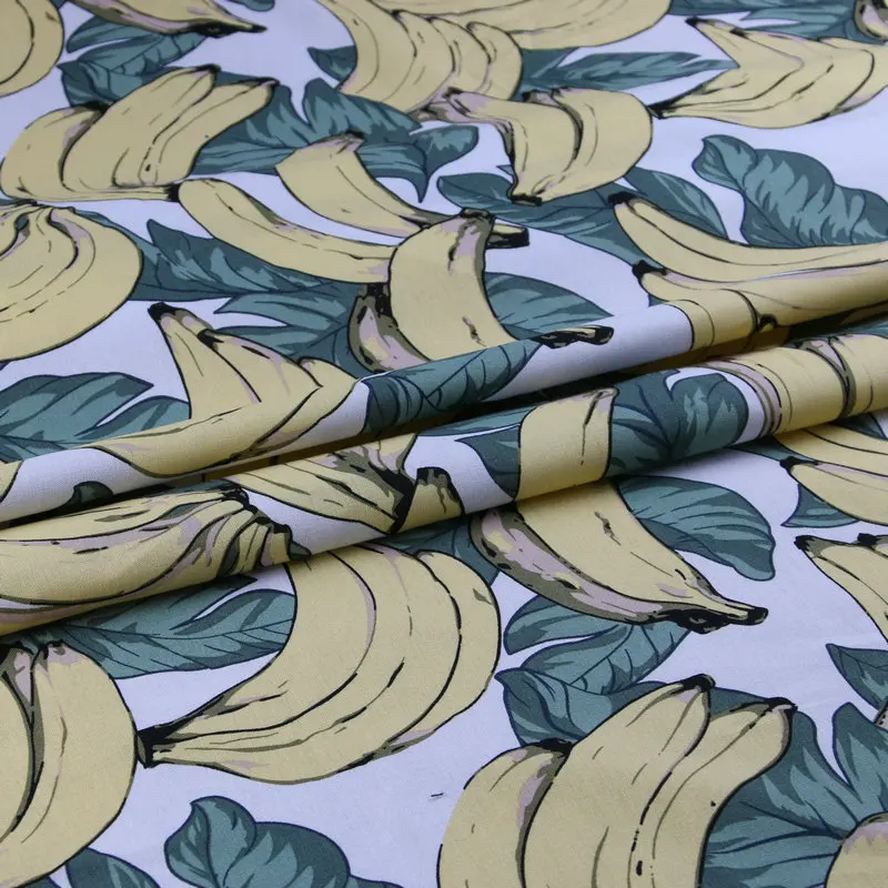 

fruit bananas printed cotton fabric,summer Autumn dress linen cotton fabric,breath linen Fabric for women children kids dress
