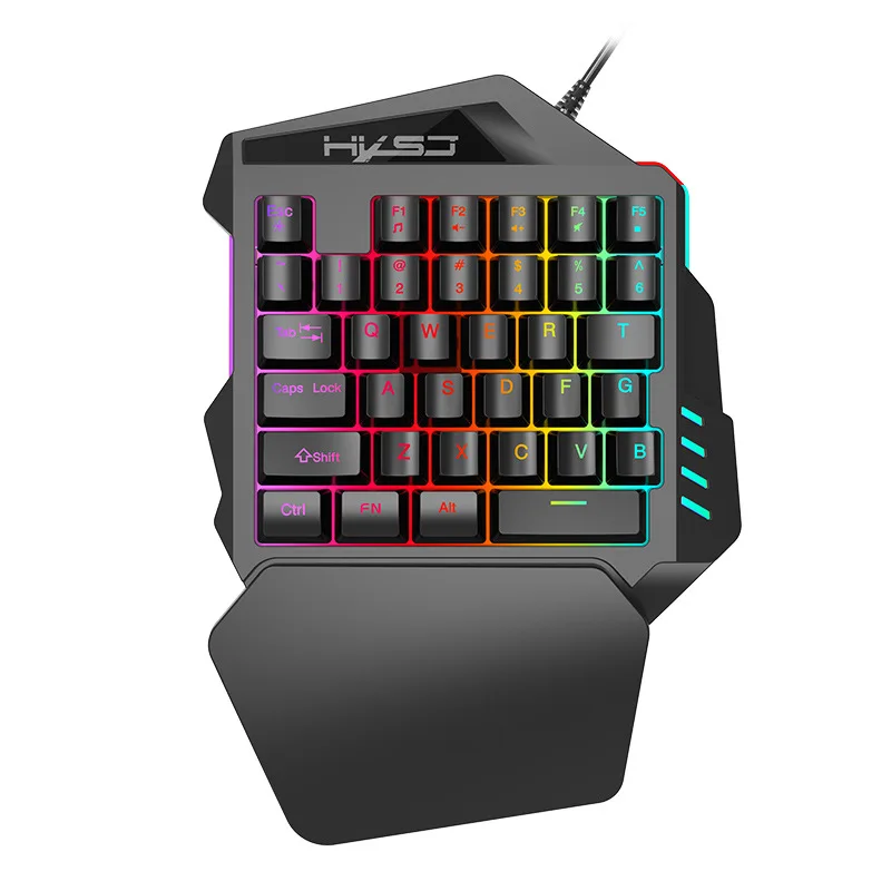 Проводная игровая мини клавиатура ZERODATE HXSJ V100 с одной рукой и подсветкой