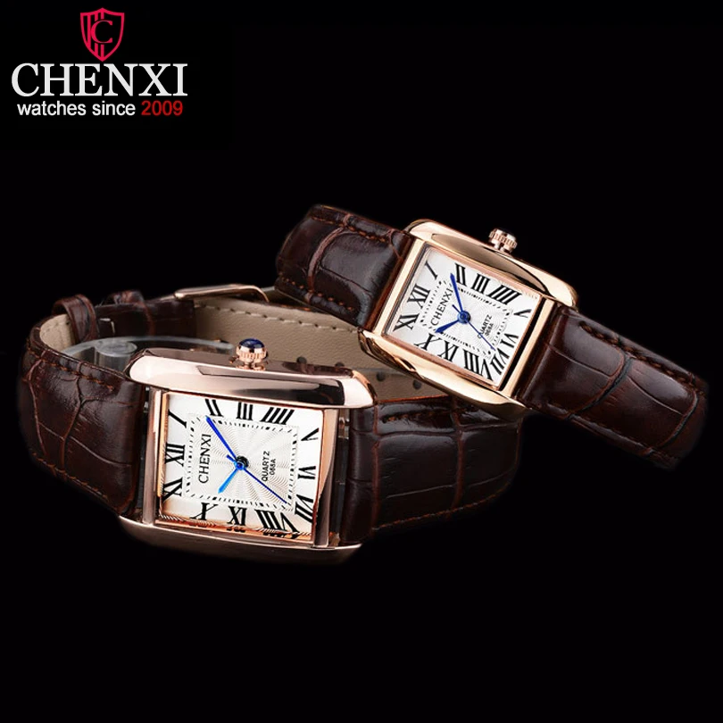 

2017 New CHENXI Luxury Women Watches Fashion Leather Strap Rectangular Dial Men Watch Ladies Waterproof Quartz Watch Women Clock