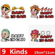 Adesivos de carro um pedaço luffy zoro nami chopper ace japão anime bebê a bordo decalques auto tuning estilo d15
