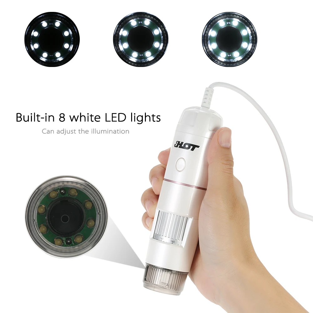 

Digital USB microscope 5X-200X electronic Microscope camera 8LED Scalp Hair biology Skin Detector magnifier microscopio + Base