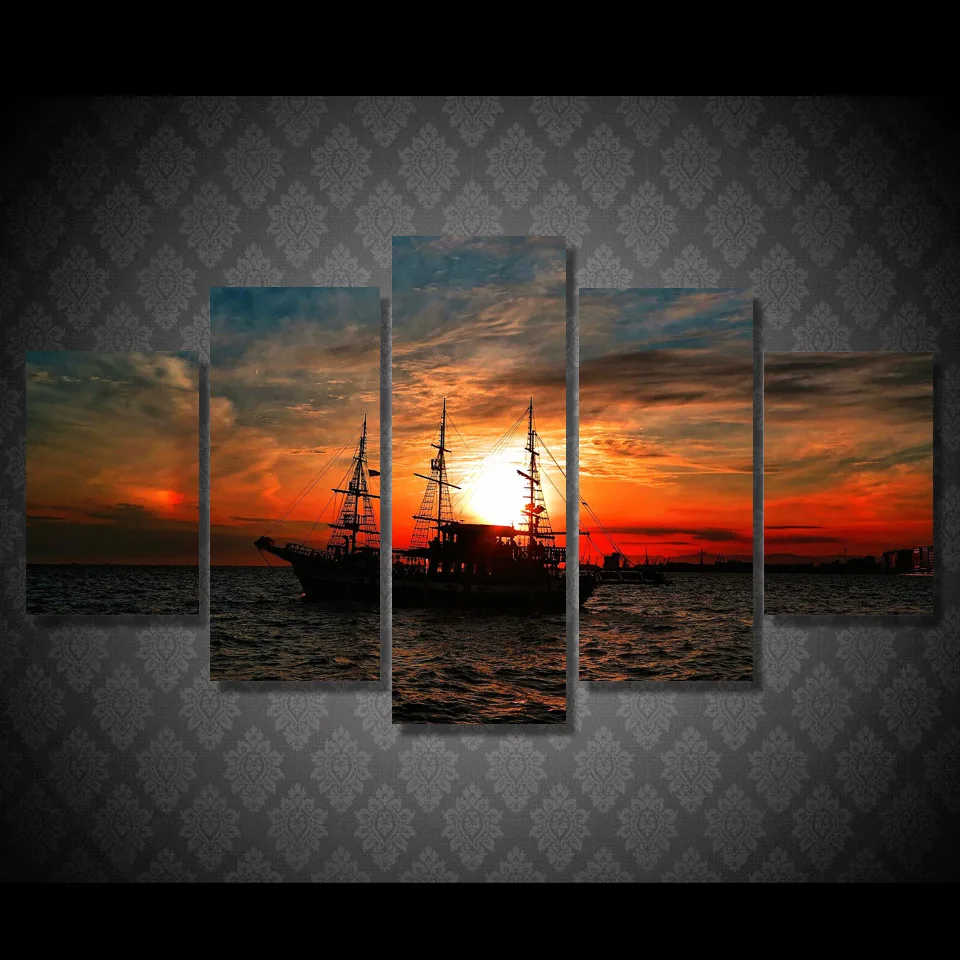 sunset sailboat framed art