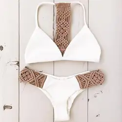 2018 плетеной веревки maillot de bain femme пикантные белые Купальники Женщины Мягкий бикини бразильского бикини женщина