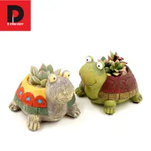 Dehomy 10*9CM Resin Succulent Flower Pot Pastoral Dull Turtle Planter Micro Landscape Garden Office Home Decoration Flowerpot