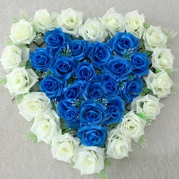 

40x40cm Artificial Silk Rose Wedding Car Decoration Heart Shaped Door Wreaths Lovely Wedding Door Decoration Wholesale 21 colors