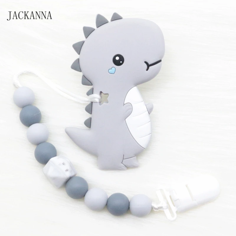 

Silicone Baby Pacifier Chain Dinosaur Teether Teething Chain Newborn Dummy Clips Eco-friendly Baby Pacifier Clips Holder Chain