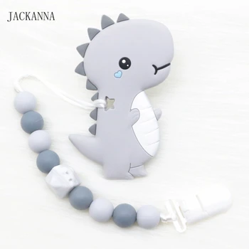 

Silicone Baby Pacifier Chain Dinosaur Teether Teething Chain Newborn Dummy Clips Eco-friendly Baby Pacifier Clips Holder Chain