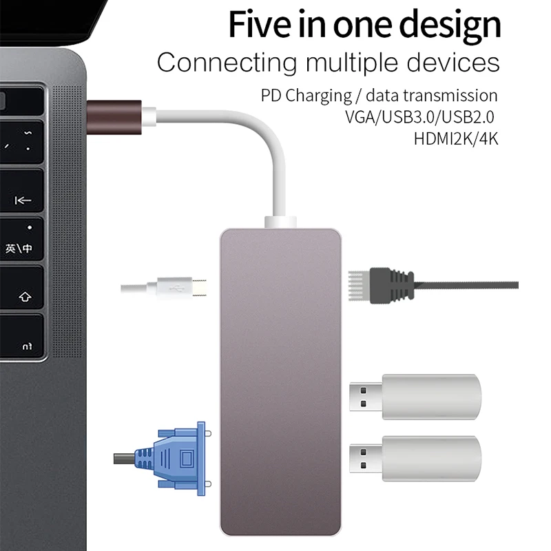 

Universal USB C Hub Connector USB 3.0 TYPE-C Adapter Laptop Durable TYPE-C Hub Networking for MacBook
