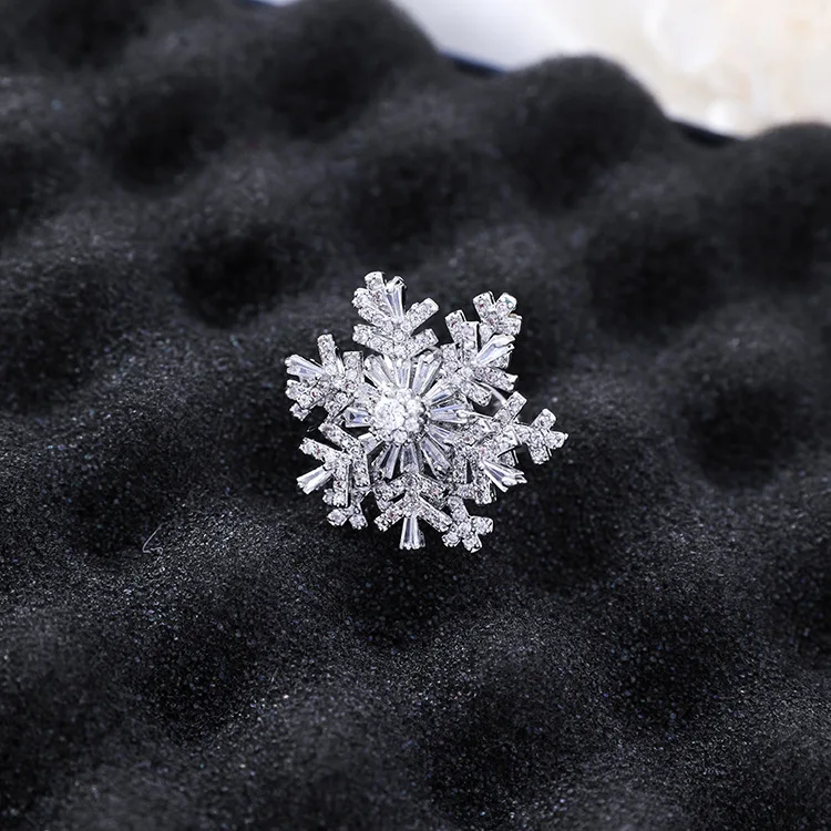 Роскошные блестящие вращающиеся кольца со снежинками из Кубического циркония для женщин, вращающиеся кольца с открытым указательным пальцем, модные корейские свадебные ювелирные изделия - Цвет основного камня: DoubleLayer