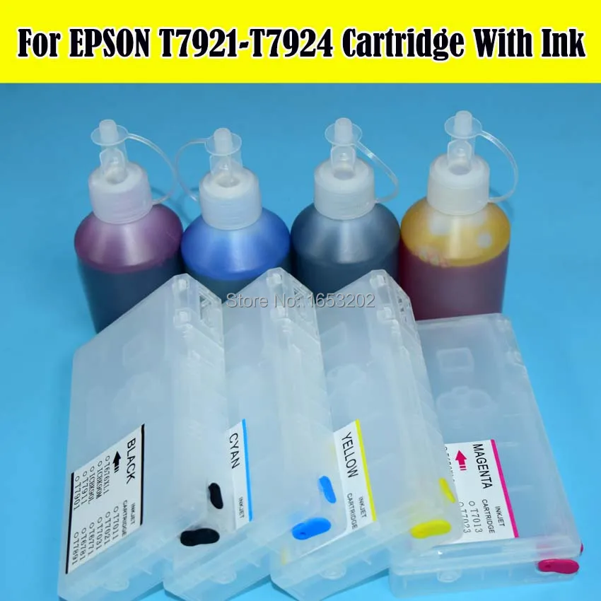 4 PC/Lot With One times Chip Ink Cartridge For Epson WorkForce Pro WF 5191 WF 5621 WF 5111 