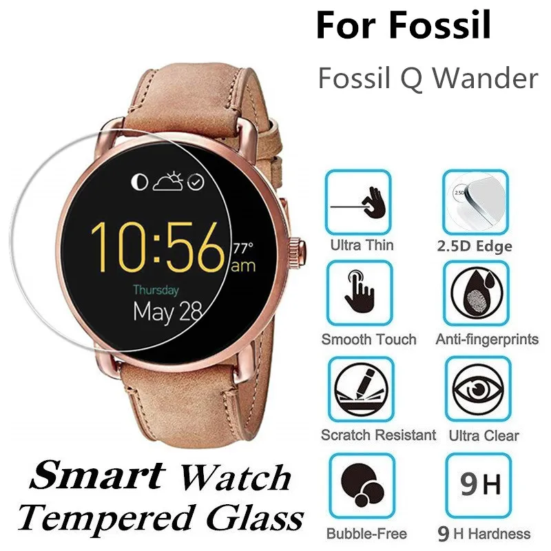 

10PCS Tempered Glass for Fossil Q Wander Smart Watch Screen Protector D40mm Round Protective Film
