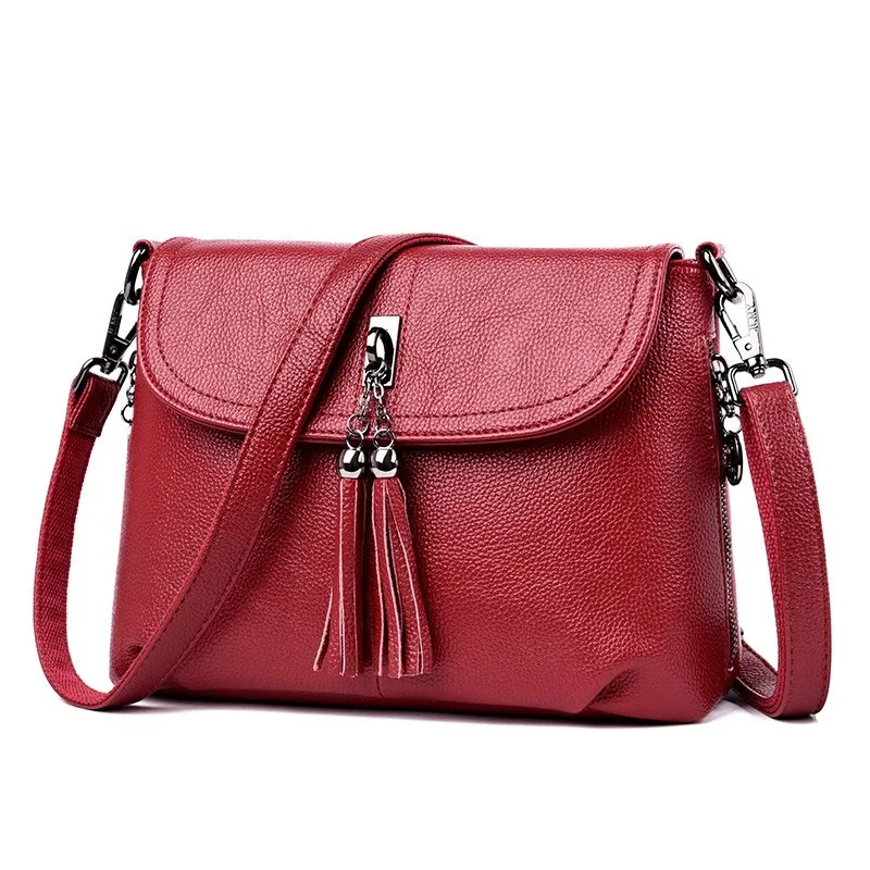 Роскошные женские сумки, дизайнерские винтажные женские сумки через плечо, мягкие кожаные женские сумки-мессенджеры - Цвет: winered