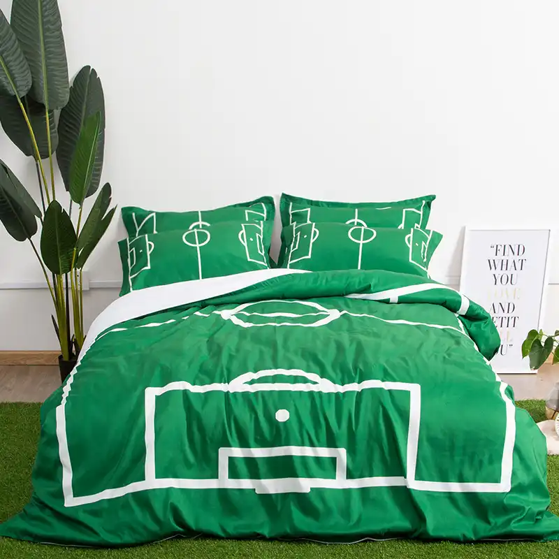 Xyzls Football Field Queen Cotton Bedding Set Pitch Men Bedclothes