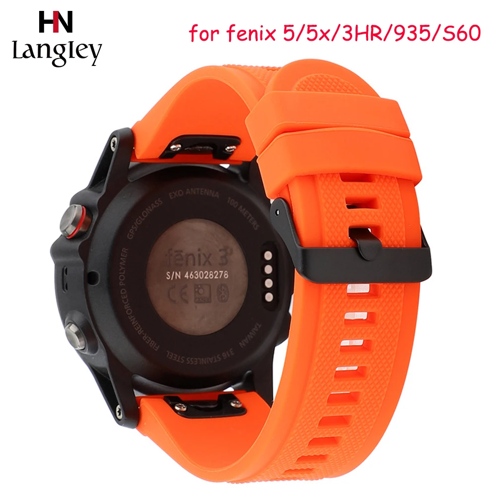 Новый удобный силиконовый ремешок для наручных часов Garmin fenix5 5S 5X3/3HR 935/S60 ремни с инструментами 20 мм/22 мм/26 мм Ремешки для наручных часов