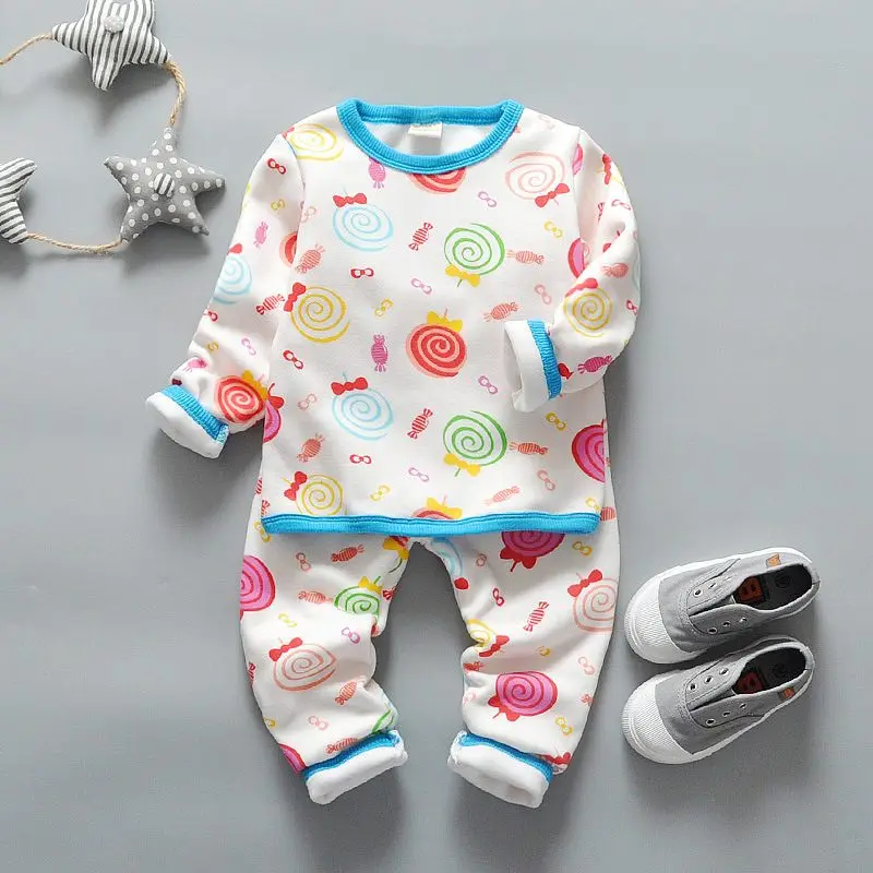 

Children's Set 2016 Autumn / Winter Cotton Fashion Casual cartoon Plus velvet thick warm Baby Suit 1-4 year-old Boy / Girl Suit