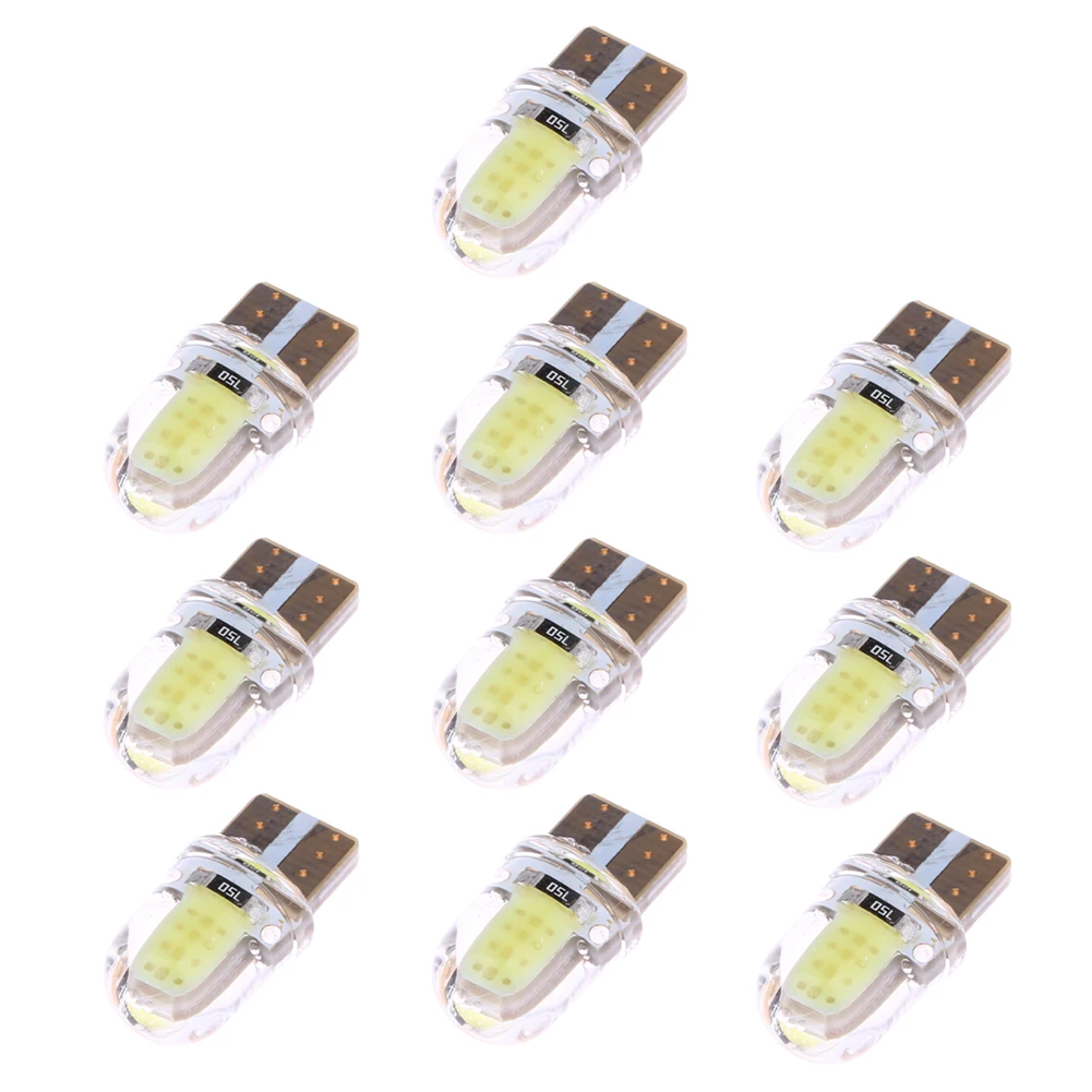 

10pcs T10 W5W LED Car Interior Light COB DC 12V Silicone Shell LED Lights Turn Side Wedge Light Lamp Bulb License Plate Light