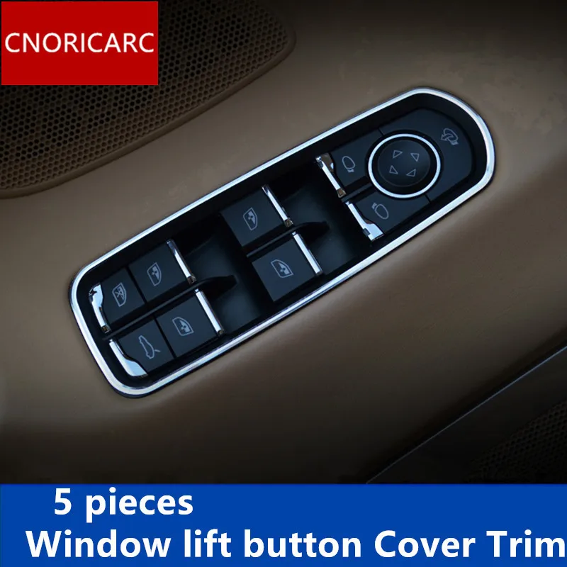 

CNORICARC Aluminium Window Glass Lift Button Decorative Cover Interior Door Armrest Strip For Porsche Cayenne Macan Panamera