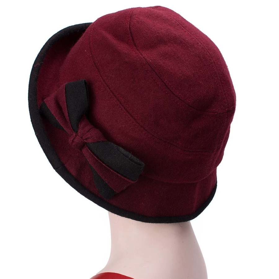 Lawliet, Зимняя женская шерстяная шапка, милый бант, 1920 s, винтажный стиль, осенняя складная шляпа для женщин, женская шапка для путешествий, шапка для церкви, T296