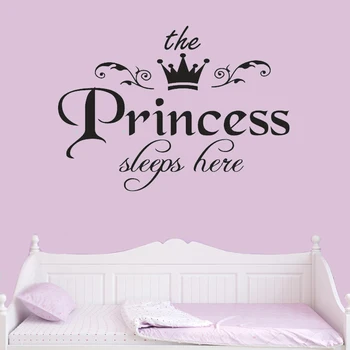 

Princess Sleeps Baby Kids Girl Quote Wall Stickers Art Room Removable Decals Fad Vinyl Decal Bedroom Decor Home Decoration z001