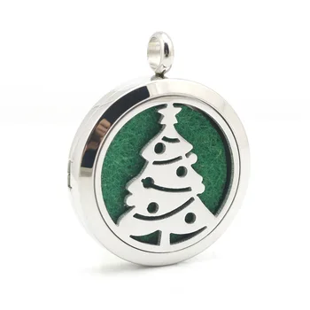 

Stainless Steel Christmas Tree Perfume Pendant Aromatherapy Essential Oils Diffuser Pendant Locket Necklace