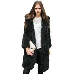 Новый На зимнем меху пальто большой Размеры Для женщин костюмы Повседневное искусственного меха пальто большой Размеры женские Длинная