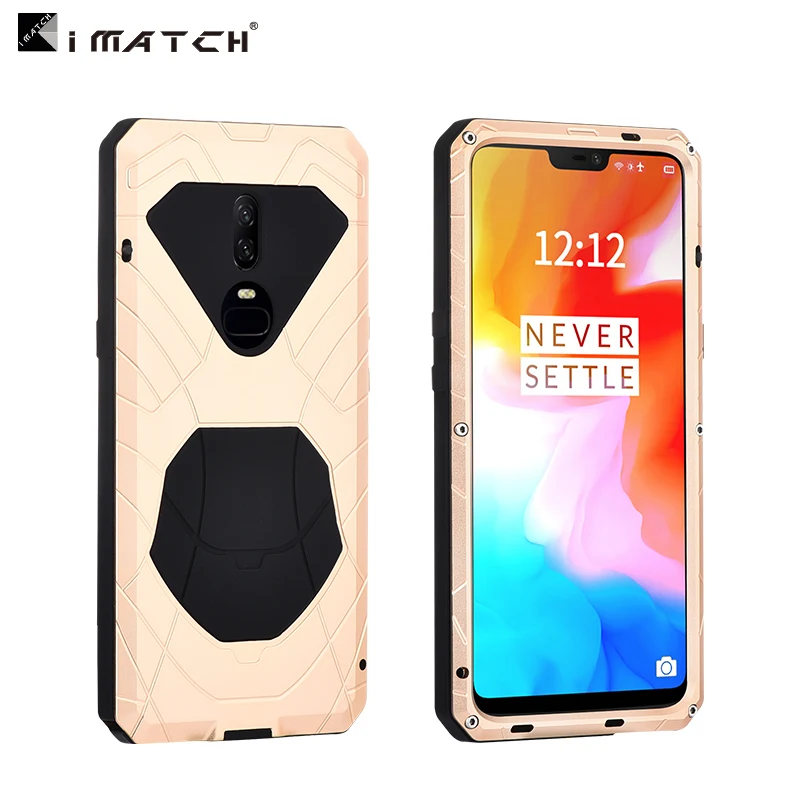 

Original IMATCH Daily Waterproof Case For OnePlus 6 Luxury Aluminum Metal Silicone cover 360 Full Protection Phone Cases